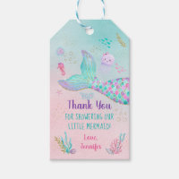 Mermaid Pink Gold Under The Sea Baby Shower Gift Tags