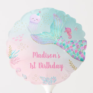 Mermaid Pink Gold Under The Sea Birthday Balloon