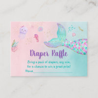 Mermaid Pink Gold Under The Sea Diaper Raffle Enclosure Card