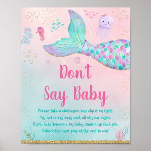 Mermaid Pink Gold Under The Sea Don't Say Baby Poster