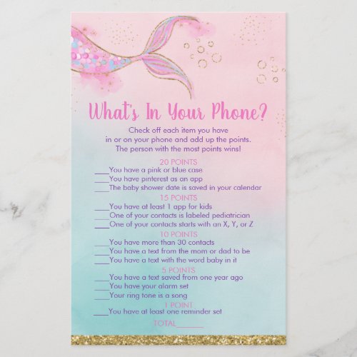 Mermaid Pink Gold Whats In Your Phone Shower Game