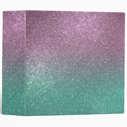 Mermaid Pink Green Sparkly Glitter Ombre 3 Ring Binder