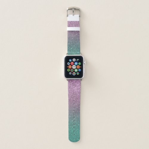 Mermaid Pink Green Sparkly Glitter Ombre Apple Watch Band