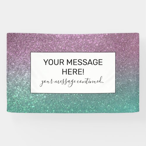 Mermaid Pink Green Sparkly Glitter Ombre Banner