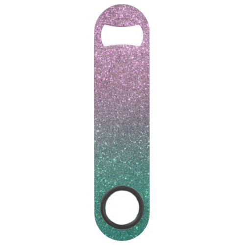 Mermaid Pink Green Sparkly Glitter Ombre Bar Key
