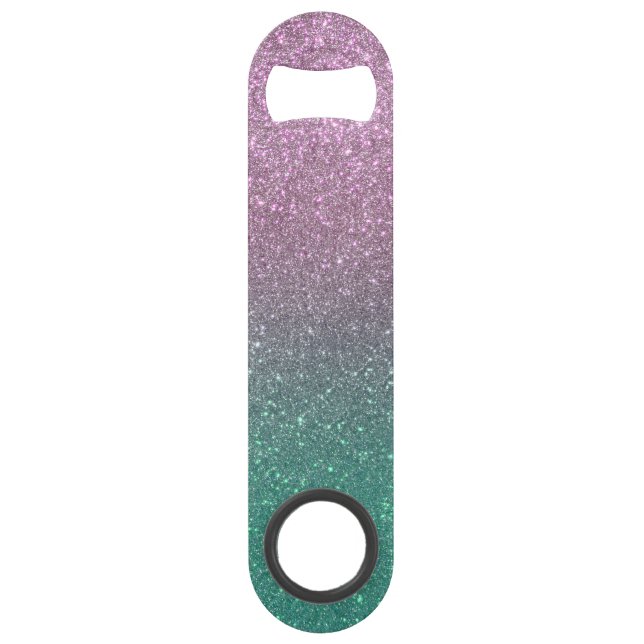 Mermaid Pink Green Sparkly Glitter Ombre Bar Key (Front)