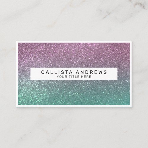 Mermaid Pink Green Sparkly Glitter Ombre Business Card