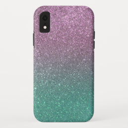 Mermaid Pink Green Sparkly Glitter Ombre iPhone XR Case