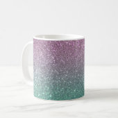 Mermaid Pink Green Sparkly Glitter Ombre Coffee Mug (Front Left)
