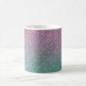 Mermaid Pink Green Sparkly Glitter Ombre Coffee Mug (Center)