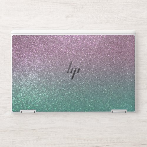Mermaid Pink Green Sparkly Glitter Ombre HP Laptop Skin