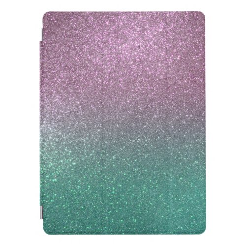 Mermaid Pink Green Sparkly Glitter Ombre iPad Pro Cover