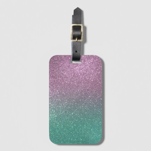 Mermaid Pink Green Sparkly Glitter Ombre Luggage Tag