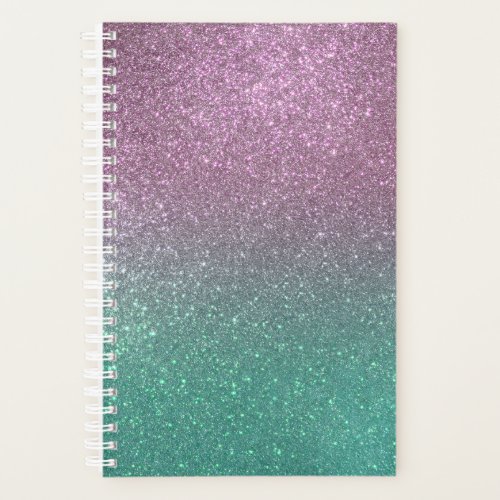 Mermaid Pink Green Sparkly Glitter Ombre Planner