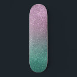 Mermaid Pink Green Sparkly Glitter Ombre Skateboard<br><div class="desc">This elegant and chic print is perfect for the trendy girly girl. It depicts a faux printed sparkly mermaid pink and green glitter ombre gradient. It's girly, pretty, glamorous, cute, and cool. ***IMPORTANT DESIGN NOTE: For any custom design request such as matching product requests, color changes, placement changes, or any...</div>