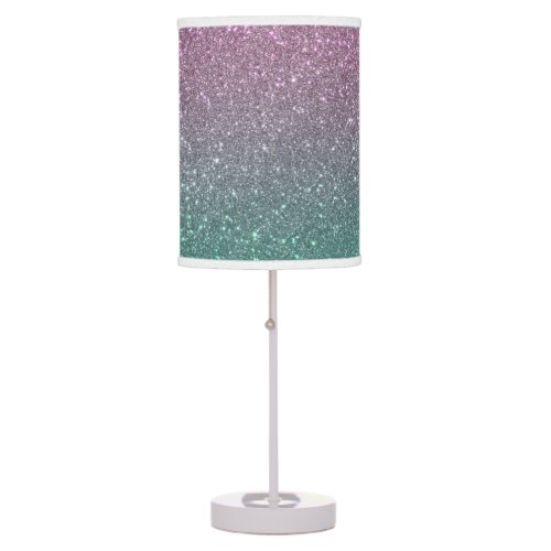 Mermaid Pink Green Sparkly Glitter Ombre Table Lamp