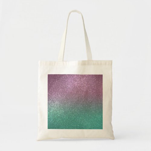 Mermaid Pink Green Sparkly Glitter Ombre Tote Bag