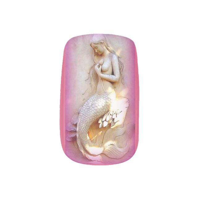 mermaid pink nail art (Left Thumb)