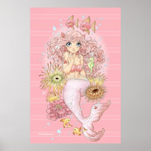 Mermaid pink poster