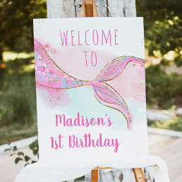 Mermaid Pink Purple Birthday Foam Board