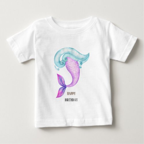 Mermaid pink purple blue birthday party  baby T_Shirt