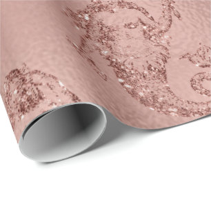 Mermaid Pink Rose Gold Pink Princess Glitter Wrapping Paper