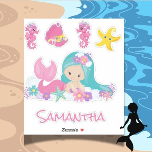 Mermaid Pink Sea friends Sticker (Brighten your day with the Mermaid Pink Sea Friends sticker)