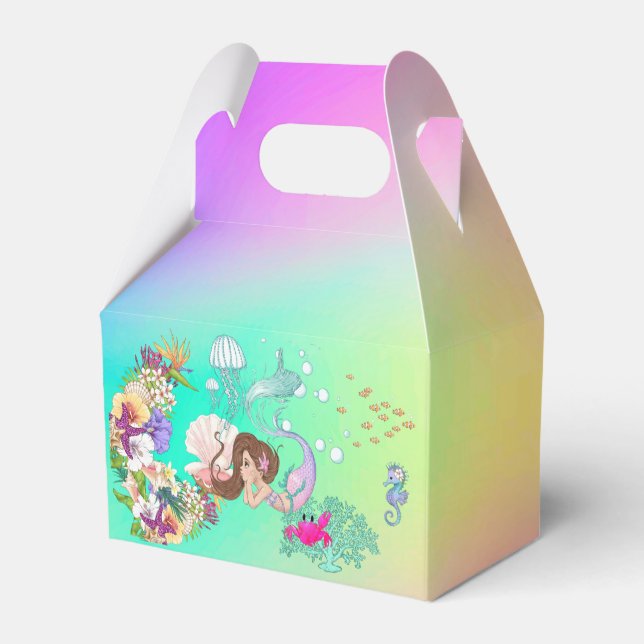 Mermaid Pink Starfish Pink Cute  Favor Boxes (Back Side)