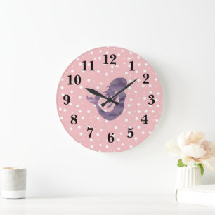 Mermaid Pink Stripe Preppy Large Clock