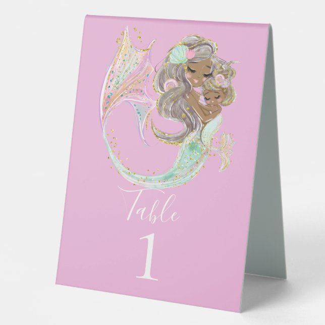mermaid  pink table tent (Front)
