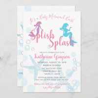 Mermaid Pink Teal Girl Baby Shower Invitation