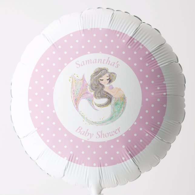 Mermaid pink under the sea baby shower  balloon (Front)