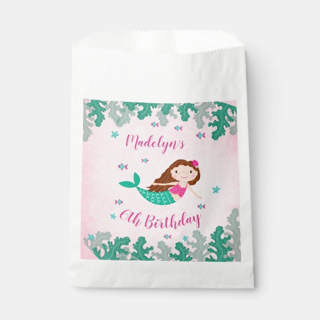 Mermaid Pink Under The Sea Birthday Favor Bag (Front)