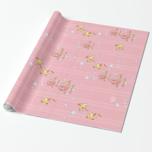 Mermaid pink wrapping paper