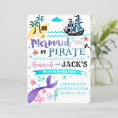Mermaid Pirate Birthday Invitation Party Dual (Standing Front)