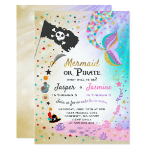 mermaid and pirate invitations zazzle