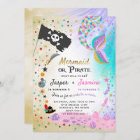 Mermaid Pirate Birthday Invitation Siblings Party