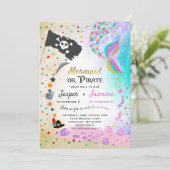 Mermaid Pirate Birthday Invitation Siblings Party (Standing Front)