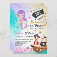 Mermaid Pirate Birthday Invitation Siblings Party