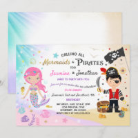 Mermaid Pirate Birthday Invitation Siblings Party