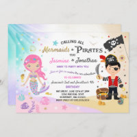 Mermaid Pirate Birthday Invitation Siblings Party