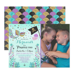 Mermaid & Pirate Birthday Sibling Boy Girl Invite