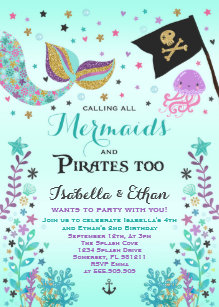 Mermaid And Pirate Invitations Zazzle
