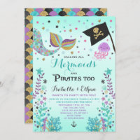 Mermaid & Pirate Birthday Sibling Boy Girl Invite