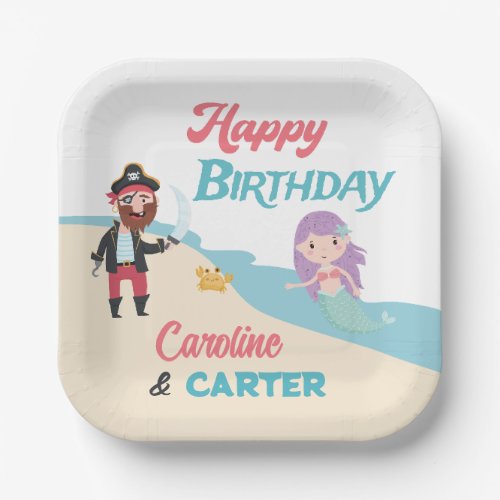 Mermaid  Pirate Joint Birthday Party Any Age Paper Plates