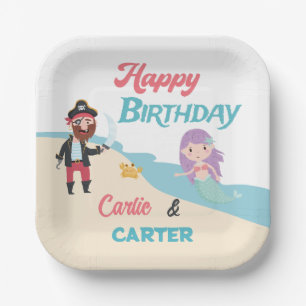 Mermaid & Pirate Joint Birthday Party Any Age Paper Plates