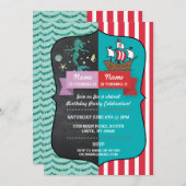 Mermaid & Pirate Joint Boy Girl Birthday Invites (Front/Back)