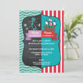 Mermaid & Pirate Joint Boy Girl Birthday Invites (Standing Front)