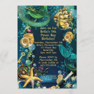 Mermaid Pirate Party Invitations