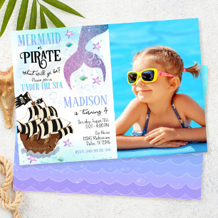 Mermaid & Pirate Party Under the Sea Birthday Invitation